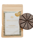 Herbal Cacao packaging with cacao disc on a transparent background