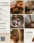 Step-by-step guide on how to prepare a cacao ritual with images and text.